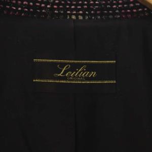 Leilian ウール ツイード フリンジジャケット 総裏地 ラメ 大きいサイズ 13+ ブラック マルチカラー