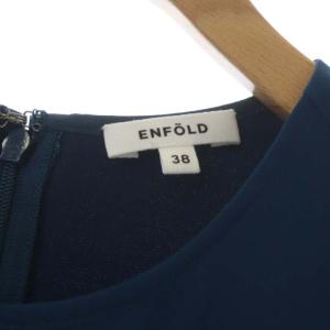 ENFOLD 20SS PEダブルクロス2 ロングチュニックブラウス ノースリーブ 38 ターコイズブルー
