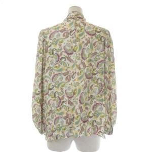 ANAYI 21SS ドローイングプリントパフスリーブブラウス 長袖 ペイズリー柄 38 マルチカラー