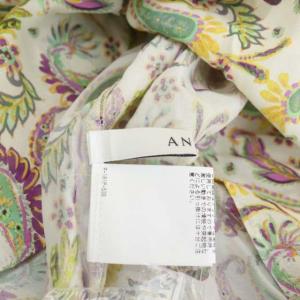 ANAYI 21SS ドローイングプリントパフスリーブブラウス 長袖 ペイズリー柄 38 マルチカラー
