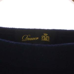 Drawer カットソー トップス ウール 七分袖 プルオーバー クルーネック 2 ネイビー