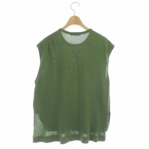 GALERIE VIE 21SS クレープコットン プルオーバーノースリーブニット カットソー クルーネック S 緑 グリーン