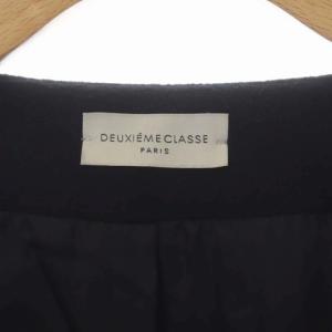 Deuxieme Classe Beaverノーカラーオーバーコート 黒
