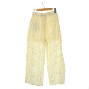 Ameri VINTAGE 22SS LINDA TURKEY ORGANIC PANTS レースパンツ ワイドパンツ 刺繍 S オフホワイト アイボリー