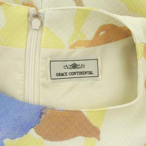 GRACE CONTINENTAL ノースリーブタイトワンピース ミニ 花柄 34 黄 イエロー