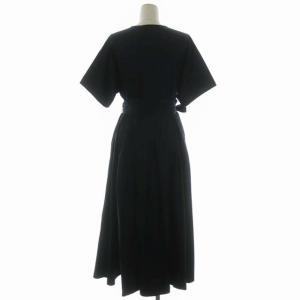 ebure 21SS ワンピース オーガニックコットンサテン ベルトリボン 38 ブラック