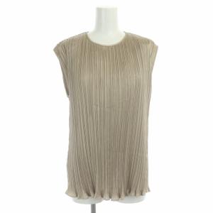 Max Mara セットアップ 近年モデル 白タグ プリーツ ブラウス ノースリーブ タイト 36 ベージュ