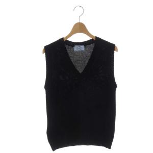 ウールカシミヤVネックニットベスト プルオーバー 42 黒 ブラック