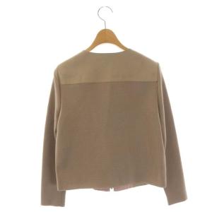 ANAYI フェイクムートン切替ジャケット ノーカラー ジップアップ 36 ベージュ