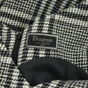 Diagram GRACE CONTINENTAL チェック ジャンパースカート ワンピース ノースリーブ Vネック ウール スリット 38 ブラック