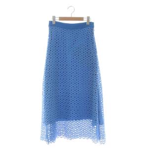 サークルレースフレアスカート ロング マキシ丈 38 ライトブルー