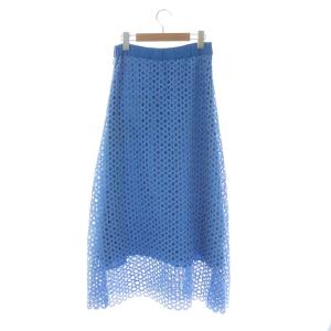 GRACE CONTINENTAL サークルレースフレアスカート ロング マキシ丈 38 ライトブルー