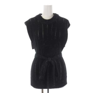 MM6 2020年 リブニットタバード ベスト ノースリーブ プルオーバー M 黒 ブラック
