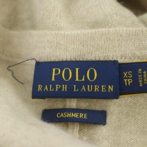 POLO RALPH LAUREN ワンピース ニット カシミヤ 長袖 フレア ロング Uネック XS ベージュ