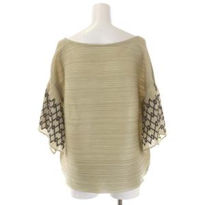 PLEATS PLEASE ISSEY MIYAKE イッセイミヤケ セットアップ プリーツ刺繍 ブラウス スカート 3 ライトカーキ