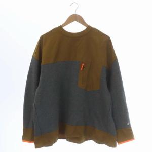 22SS バックウォーム COMBI スウェット カットソー 長袖 切替 裏起毛 M カーキブラウン