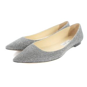 パンプス フラット グリッター  ポインテッドトゥ 38  シルバー