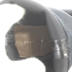 STUNNING LURE ソックスブーツ ショートブーツ ポインテッドトゥ サテン生地 37 ブラック