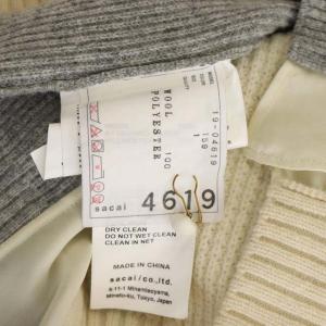 sacai 19AW フリル装飾 バイカラーニット 1 ライトグレー アイボリー