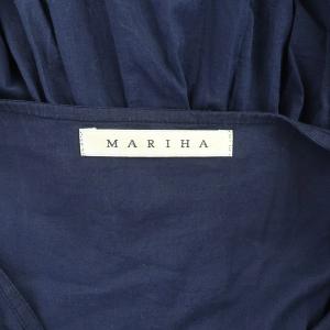 MARIHA 刺繍カフタンワンピース ロング 五分袖 ギャザー ネイビー