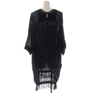 ISABEL MARANT ETOILE レースワンピース フリンジ 膝丈 七分袖 36 ブラック