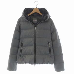 ダウンジャケット フード ジップアップ ウール 40 グレー