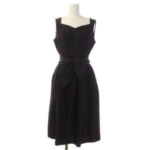 ノースリーブワンピース ミモレ丈 フレア タック M ワインレッド