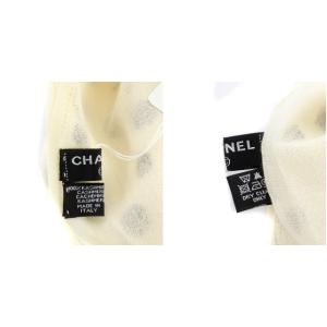 CHANEL ストール カメリアココマーク カシミヤ 白