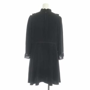 TO BE CHIC フリル レース 七分袖 ワンピース ミニ 長袖 九分袖 リボン 40 黒 ブラック