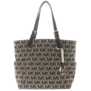 シグネチャー トートバッグ キャンバス ハンドバッグ ブラック 茶色