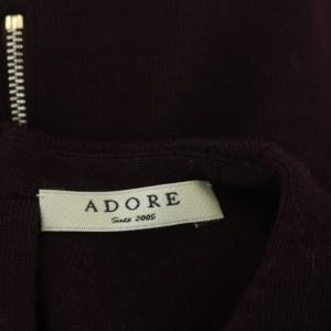 ADORE ウール サイドスリット ニット ワンピース ロング ミモレ丈 長袖 38 プラム
