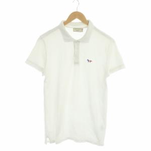 ロゴ刺繍ポロシャツ 半袖 鹿の子 XS 白 ホワイト