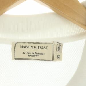 Maison Kitsuné ロゴ刺繍ポロシャツ 半袖 鹿の子 XS 白 ホワイト