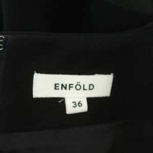 ENFOLD PEダブルクロス Twistコクーンドレス ワンピース ひざ丈 フレンチスリーブ 36 黒 ブラック