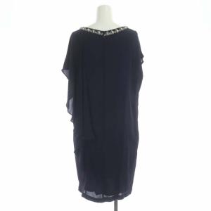 GRACE CONTINENTAL ワンピース ミニ ビジュー ビーズ装飾 Vネック アシンメトリー フレンチスリーブ 36 紺 ネイビー