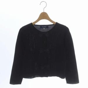 22SS リボン付きニットカーディガン 七分袖 八分袖 丸首 38 黒 ブラック