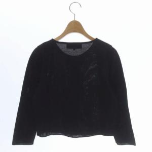 M'S GRACY 22SS リボン付きニットカーディガン 七分袖 八分袖 丸首 38 黒 ブラック