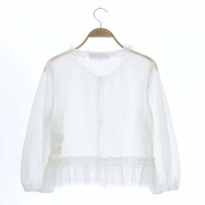 M'S GRACY 22年 メッシュフリルジャケット ノーカラージャケット ブルゾン シースルー 38 白 ホワイト