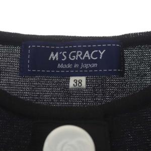 M'S GRACY 22SS フラワーボタン付きカーディガン 七分袖 八分袖 スナップボタン 38 ブラック