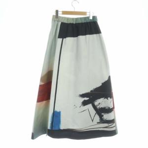 Ameri VINTAGE MEDI DRAWING UNEVEN SKIRT  フレア ロング 総柄 マルチカラー