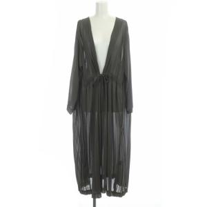 Ameri VINTAGE 3WAY SHEER DOCKING COAT ショート丈 ロング プリーツ チャコールグレー