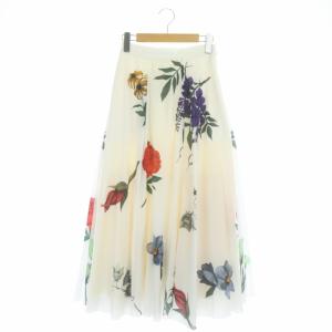 Ameri VINTAGE AMANDA CIRCULAR SKIRT フレア ロング 花柄 S ホワイト マルチカラー