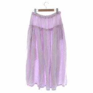 nest Robe 22SS リネン天然染め マキシスカート ロング フレア ギャザー F ラベンダー
