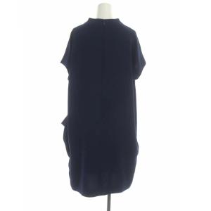 ENFOLD フレンチスリーブワンピース 膝丈 半袖 コクーン 38 ネイビー