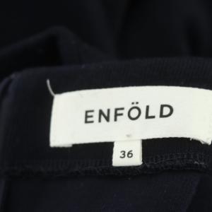 ENFOLD チュニック ニット 長袖 ボートネック スリット 36 紺 ネイビー