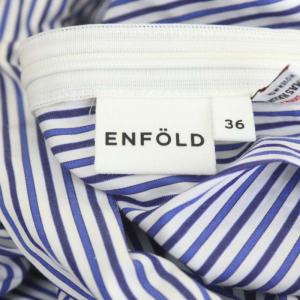 ENFOLD THOMAS MASON ヴィクトリアンブラウス プルオーバー ストライプ 長袖 36 ホワイト ブルー ネイビー