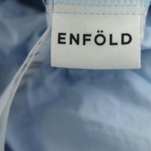 ENFOLD 20AW COタイプライター クリームパフスリーブトップ ブラウス 七分袖 コットン 38 水色 ライトブルー 300DA230-0000