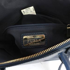 FURLA パイパー ハンドバッグ ショルダーバッグ 2way M レザー ネイビー