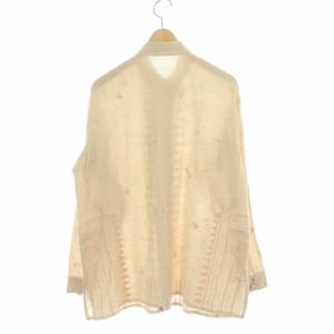 HaaT イッセイミヤケ ISSEY MIYAKE 刺し子シャツ 長袖 刺繍 コットン 2 ベージュ