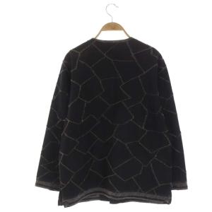 ISSEY MIYAKE HaaT デニムジャケット ノーカラー 総柄 前開き 2 ブラック